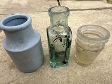 3 x Vintage Bottles / Vase / Jar * Glass & Stoneware