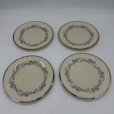 Lot of 4 Lenox Repertoire Salad Dessert Plates 8  Platinum Trim Blue Floral USA