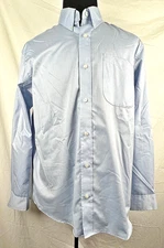 Duluth Trading Co. Wrinkle Fighter Blue Magnet Button-Front L/S Shirt L
