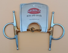 Showman Stainless Steel Full Cheek Snaffle Bit 5" Copper Broken Mouth