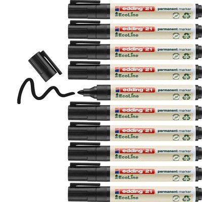 edding 21 Ecoline permanent marker - black - box of 10 - round tip 1.5-3 mm - wa
