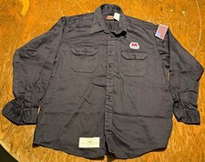 Bulwark Men's FR Flame Resistant Long Sleeve Twill Work Shirt Navy XL