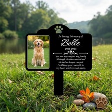 Custom Pet Photo Name Memorial Metal Stake Personalized Dog Cat Grave Marker