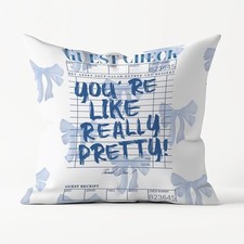 Blue Inspirational Bow Throw Pillow Covers 18x18, Coquette Check Pillow Blue