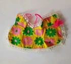 Vintage 1970 Mattel Short Flip Francie Doll Yellow Floral Swimsuit Top Shirt