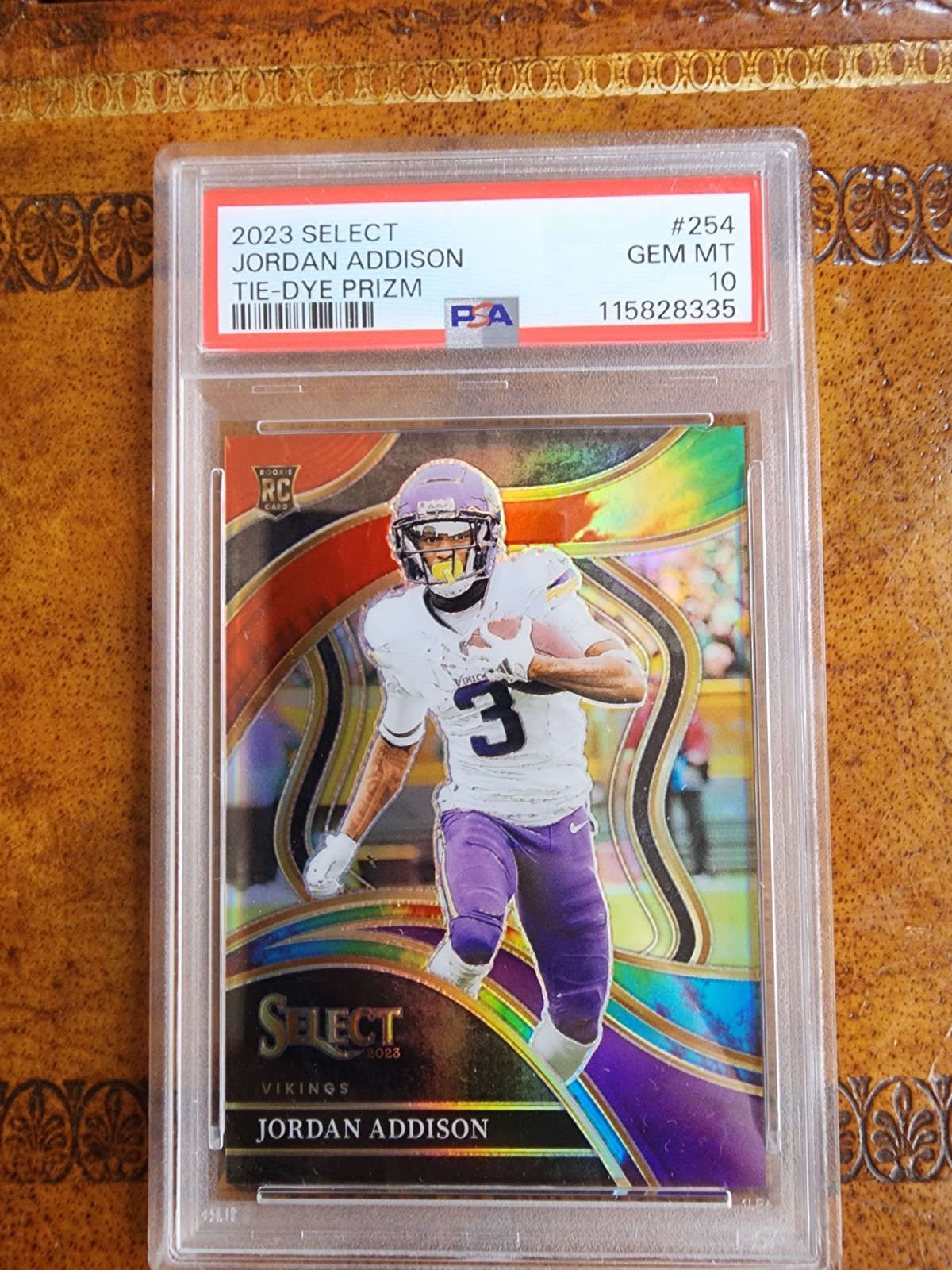 2023 Panini Select - Club Level Jordan Addison #254 Tie-Dye Prizm /25 (RC)