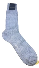 Bresciani Italian Luxury 100% Linen Light Blue Size Large Socks NWT