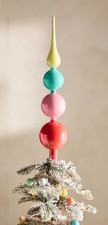Anthropologie Colorful Baubles Glass Tree Topper 15&rdquo;H 2.5&rdquo;W Terrain NEW        b