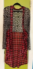Crazy Train Tartan Plaid Cheetah Kimono Duster Coverup Flowy Boho Western 3XL