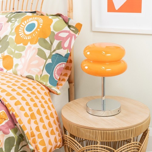 Orange Rechargeable LED Cordless Touch Table Lamp Macaron Lampshade Retro Light - Picture 9 of 15