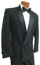 Men's Black Double Breasted Tuxedo Jacket Wedding Formal Mason Groom Sale 40R