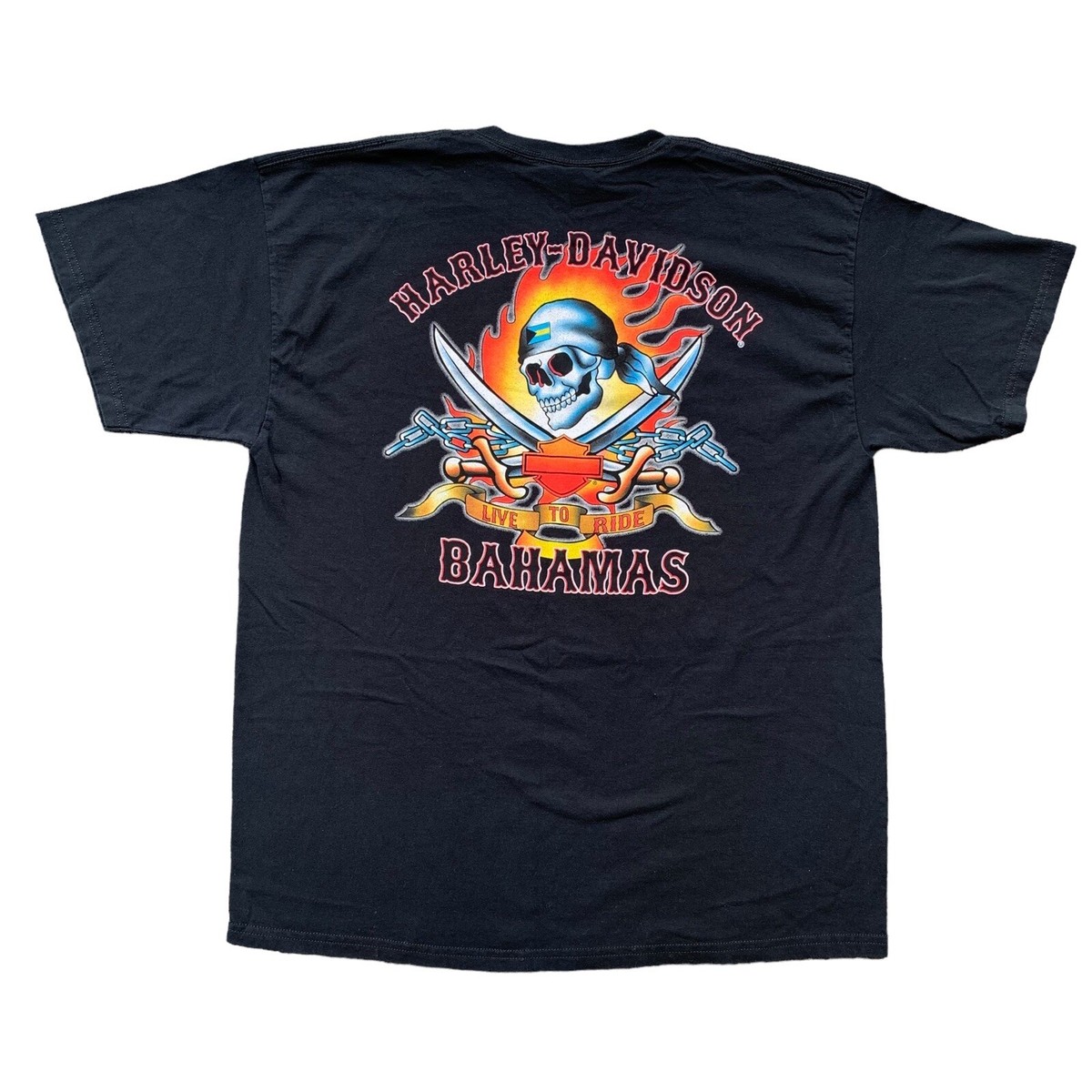 Vintage Harley Davidson Bahamas Mens Short Sleeve T Shirt XL Black 