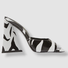 $820 The Attico Women's Black/White Devon Stripe Slide Sandal Shoes Size 38