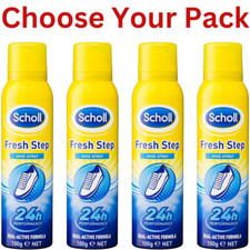 Scholl Fresh Step Shoe Spray 24h Protection Odour Foot Deodoran 1x150ml -4x150ml