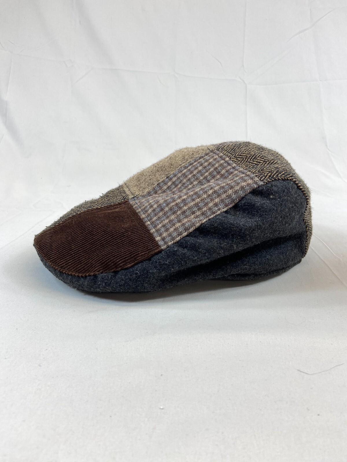 Mens Patchwork Nesboy Cap Fitted Hat Brown Fabric… - image 9