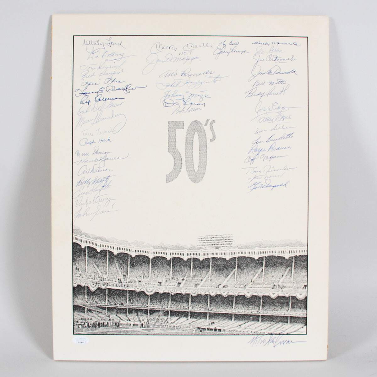 1950's Yankees Team-Signed Poster (42) Mickey Mantle, Joe DiMaggio, etc. - CO... 