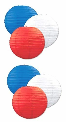 Beistle, linternas de papel de 6 piezas, 9,5"" (rojo/blanco/azul) Foto 2 de 2
