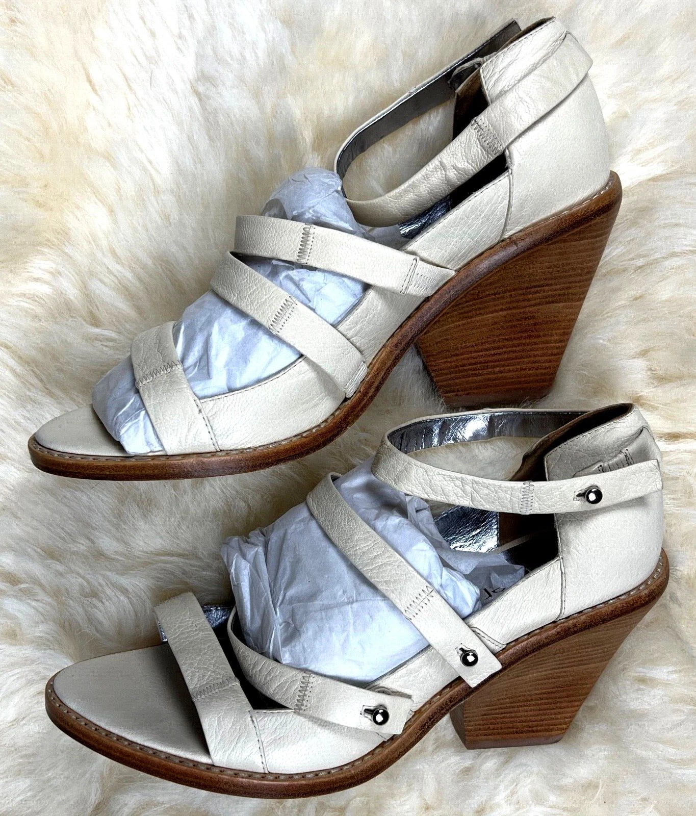 Scarpe Jordan Botkier in pelle sandali con cinturino tacco crema chiaro taglia 7 5 8 [come nuove]!