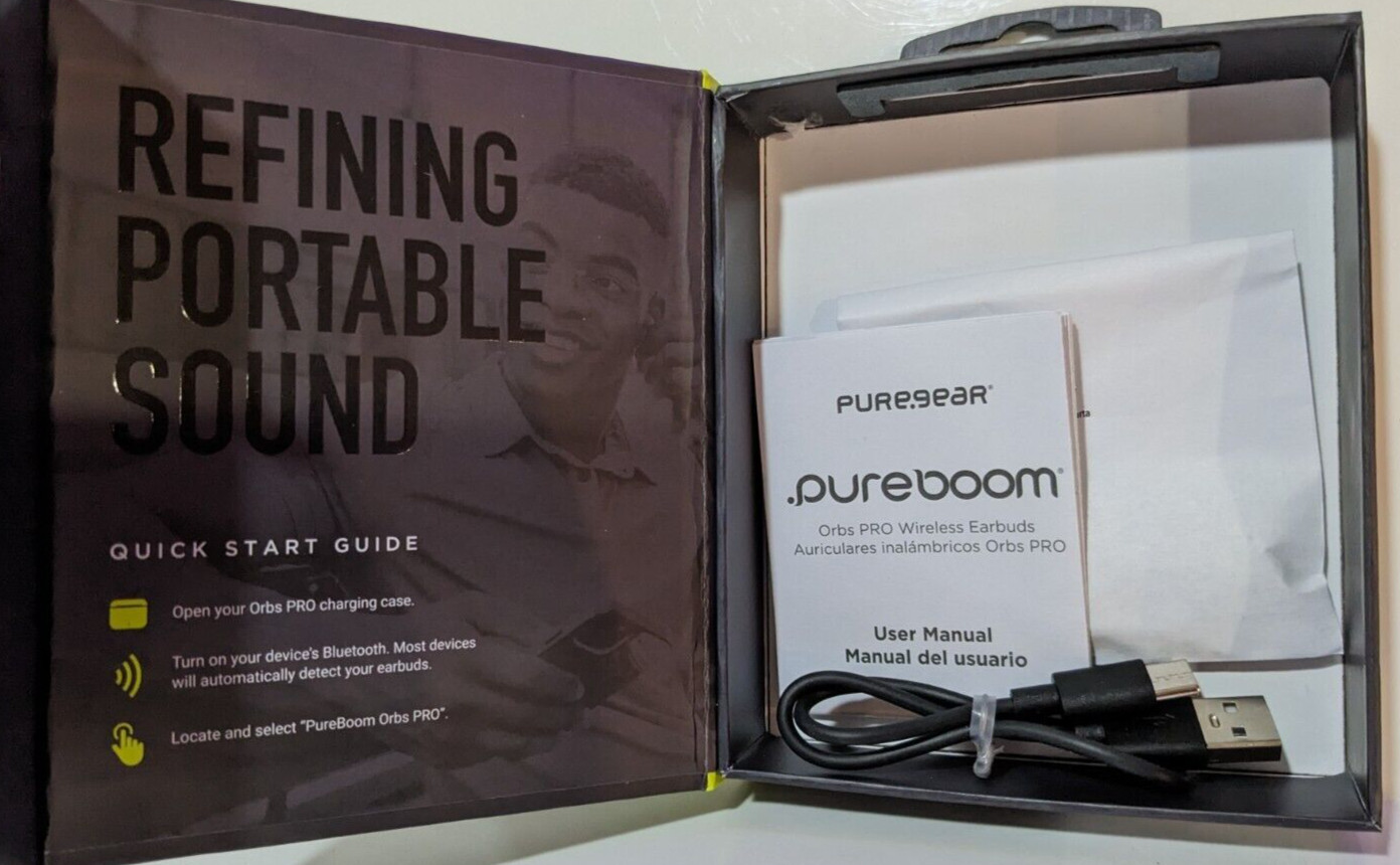 BLACK Puregear Pure Gear Pureboom Orbs PRO Wireless Ear Buds Open Box