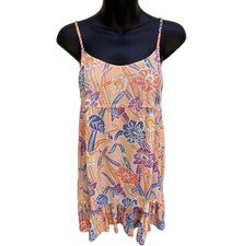 Summer Urban Outfitters Sleeveless Floral Peach Ruffle Mini Sun Dress Womens XS