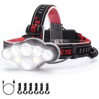 LED High Lumen Wiederaufladbare Stirnlampe 8 Modi Kopflampe mit Rotlicht Leicht