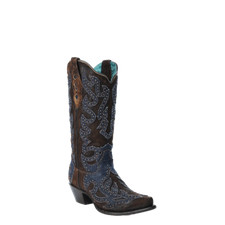 Corral Ladies Denim Inlay Embroidery  Studs Brown Boots Z5283