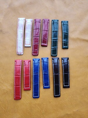 100% Real Genuine Leather Skin Watch Strap Band For Deployant Clasg-Handmade