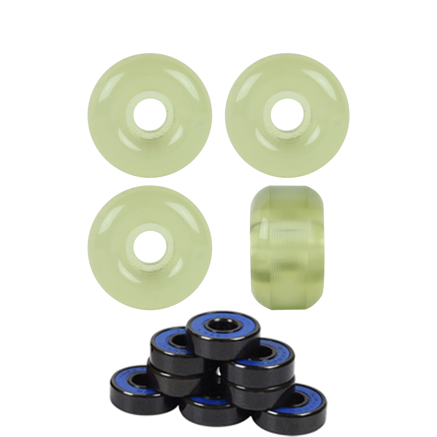 Blank Skateboard Wheels Blank 97A Clear Yellow Tint 53mm with Abec 7 Bearings
