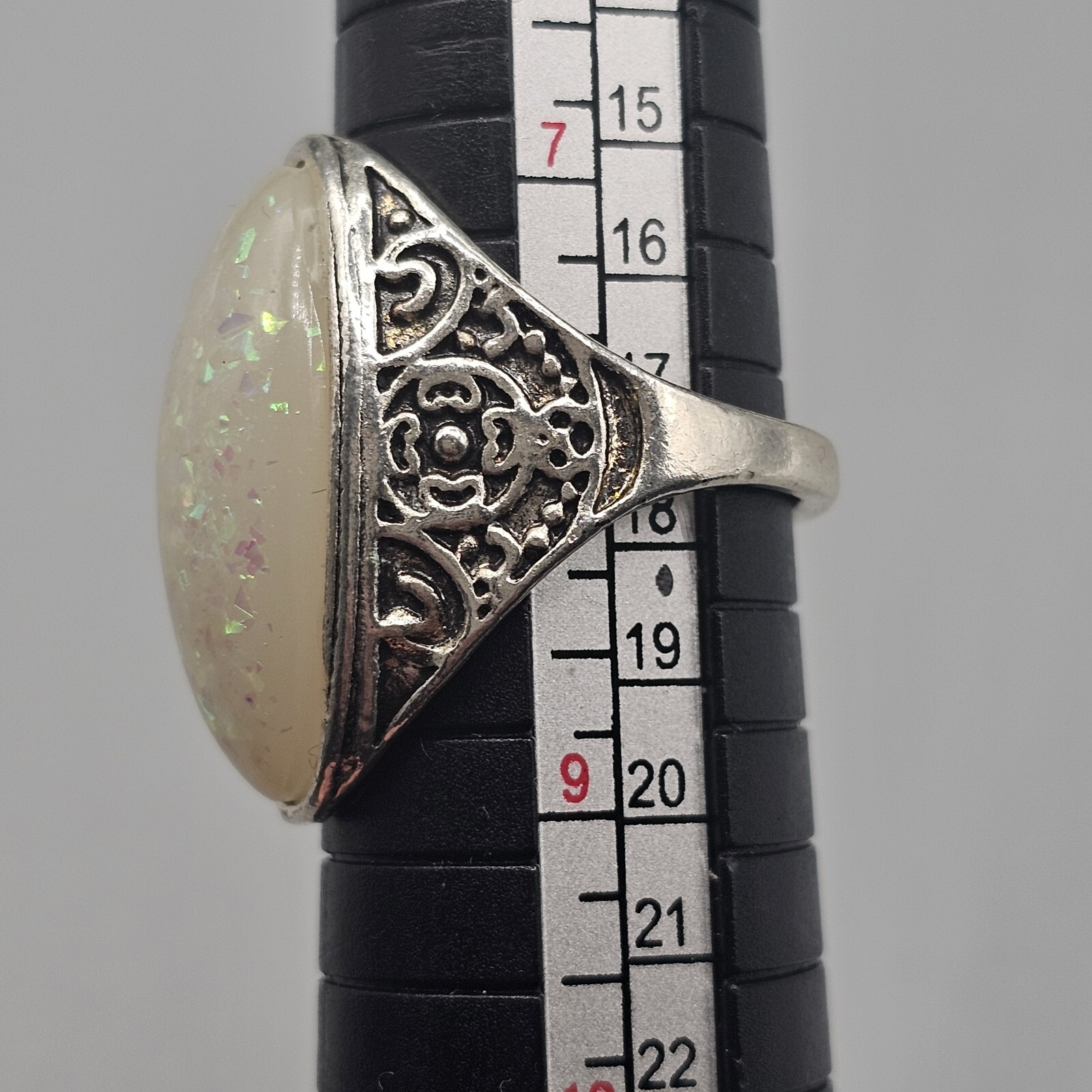 Confetti Cabochon Ring Large Oval Statement Silve… - image 11