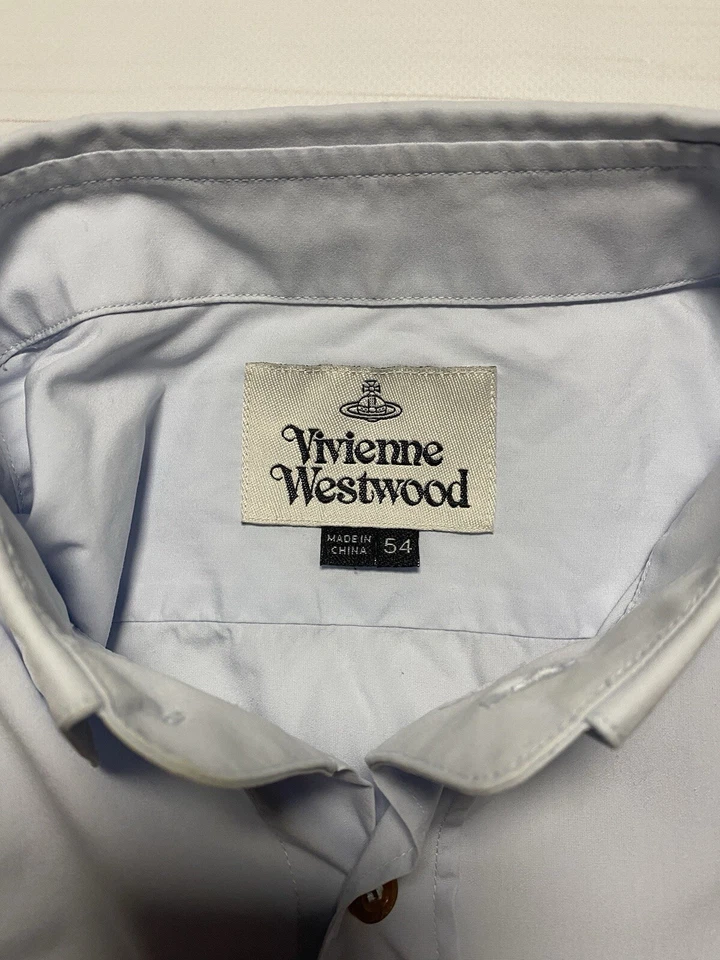 Camisa De Colección Vivienne Westwood Hombre Logo Grande Abotonada Color Azul Rara Talla XL Foto 3 de 4