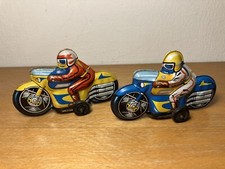 Vintage Japanese Two Motorcycles Friction Tin Toys Made In Japan.