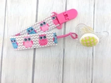 Pacifier Clip Holder Pacifier Chevron Ribbon Baby Gift Stocking Stuffer Owl