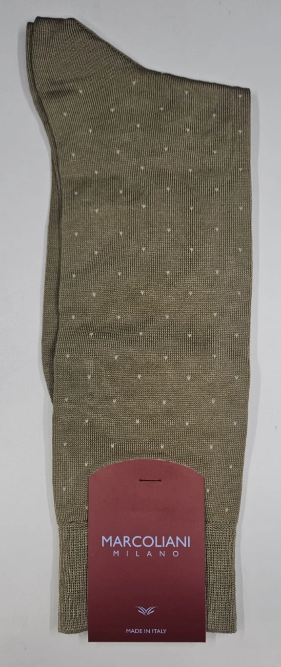 Marcoliani Milano Pima Cotton Lisle Pin Socks - Khaki - One Size - NWT