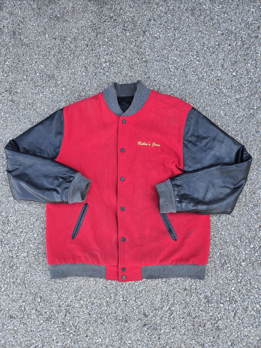 Jacket Robin Jeans Sweater Robins Jean Varsity Jacket Red/Black