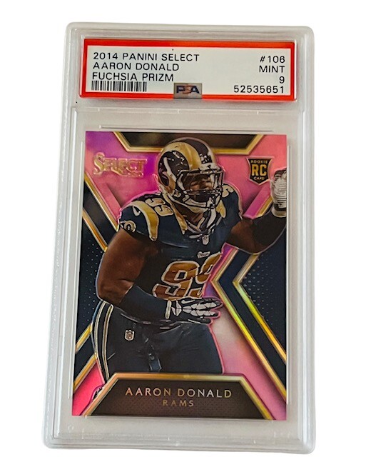 Aaron Donald Rookie RC 2014 Select Fuchsia Pink Refractor /199 PSA 9 POP 4 Rams