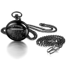 Half Hunter Quartz Pocket Watch Sweater Chain Wasit Chain Best Gift For Grandson