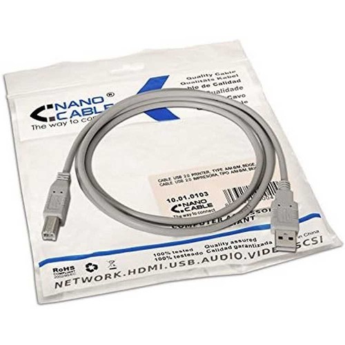 USB 2.0 Kabel, 3 Meter, für Drucker, Farbe beige, Stecker-Stecker - Bild 5 von 5