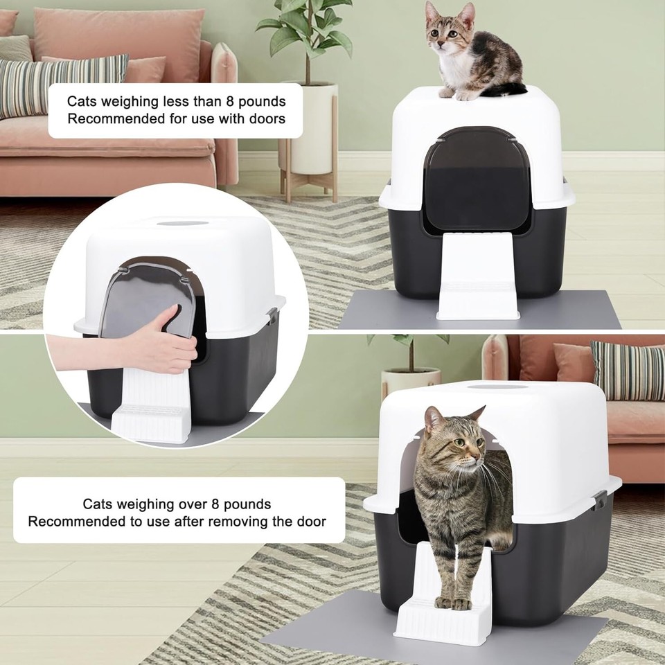 Sfozstra Cat Litter Box with Lid Fully Enclosed SplashProof and Leak