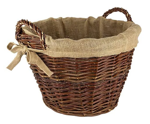 Kaminkorb Holzkorb Kaminholzkorb aus Weide mit Jute Ø 40 cm (Art. 90340-40)