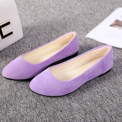 Womens Flat Pumps Suede Ballet Ballerina Dolly Bridal Shoes Sandals Size Slip On