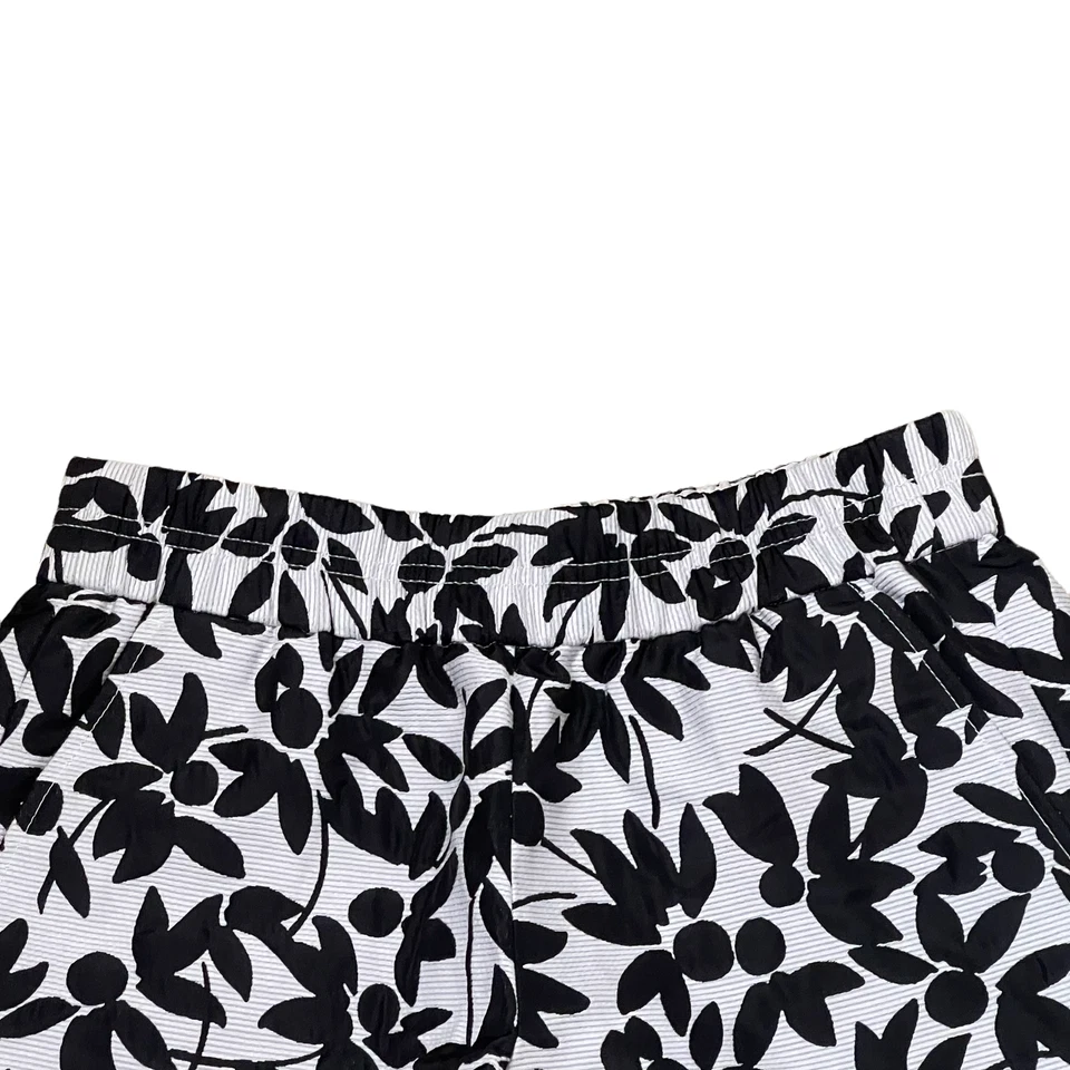 J. Pantalones Cortos Crew Mujer Talla 00 Negro Blanco Floral Cintura Elástica 26X3" Foto 2 de 4