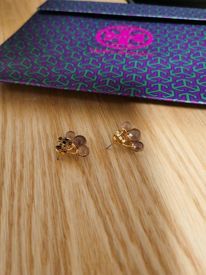 Женские серьги Tory Burch из смолы спереди сзади ограниченный выпуск редкие редкие двойные T Lo - Изображение 4 из 4