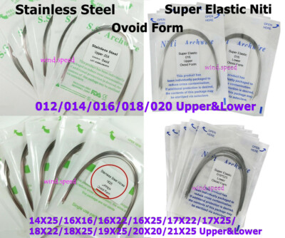 10pack Dental Ortho Arch Wire Super Elastic Niti/SS Round Rectangular Ovoid Form