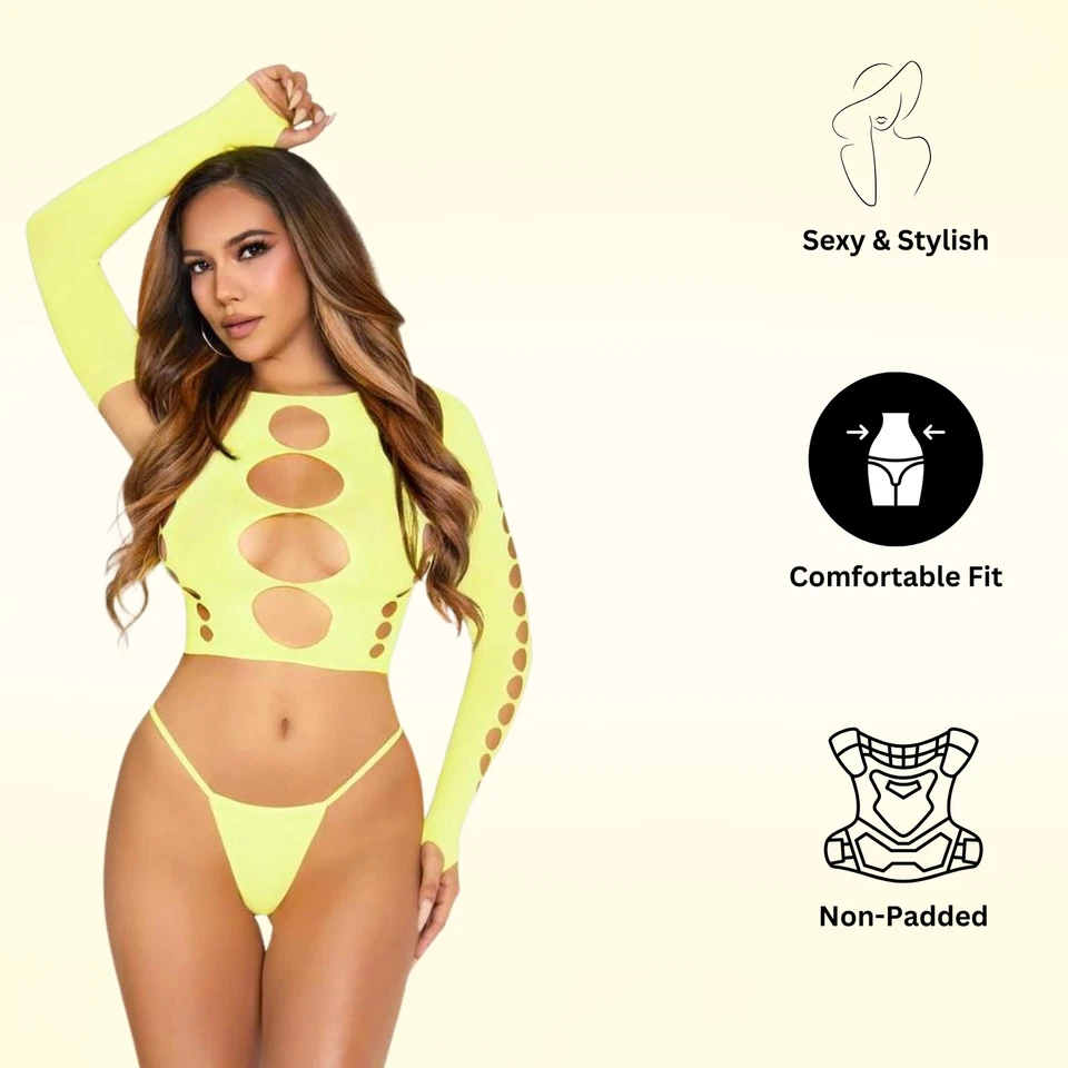 Sexy Top Corto Sin Costuras Manga Larga Lencería para Mujer Bikini Ropa de Playa Foto 3 de 4