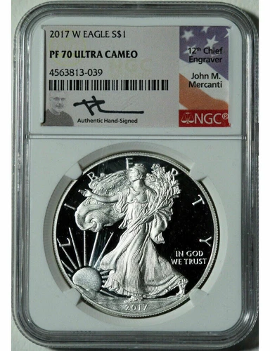 2017-W Silver Eagle NGC PF70 Ultra Cameo John Mercanti Signed