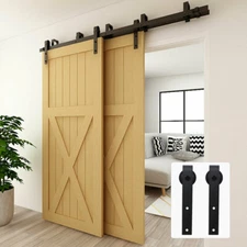 4-20FT Bypass Sliding Barn Door Hardware Kit Closet Track Roller for Double Door