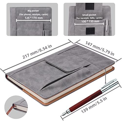 Refillable Lined Leather Journal Notebook, A5 Size Hardcover Journal ...