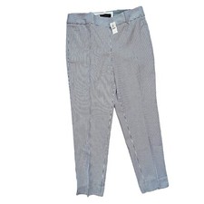 NWT Talbots Hampshire Ankle Pants Black Cream Stripe Stretch Straight Leg Size 6