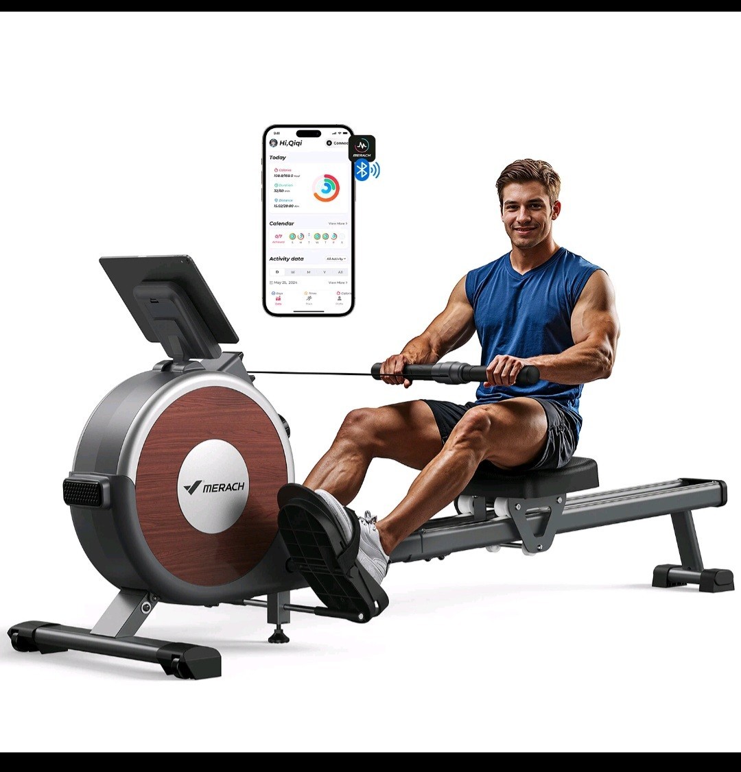 MERACH Q1S Magnetic Rowing Machine 16 Levels of Quiet Resistance Dual Slide Rail