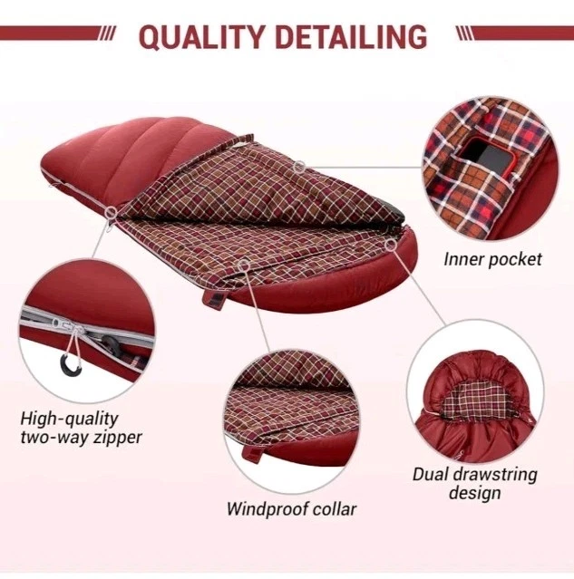 Saco de dormir KingCamp para adultos, clima frio e quente extra largo grande e alto... - Imagem 4 de 4